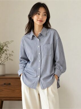 Wilfred Free Blue and White Striped Shirt
